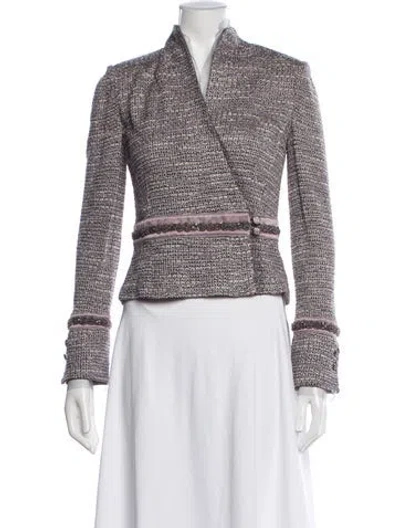 Pre-owned St John Tweed Pattern Blazer In Multicolor