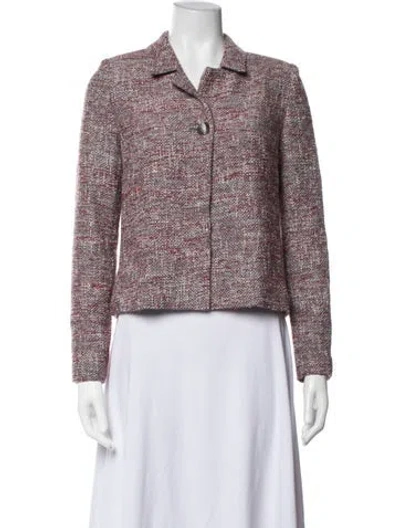 Pre-owned St John Tweed Pattern Blazer In Multicolor