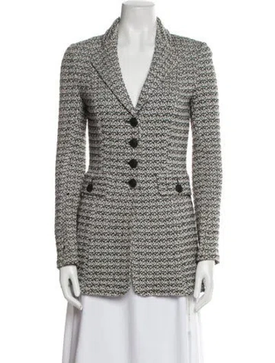 Pre-owned St John Tweed Pattern Blazer In Neutral