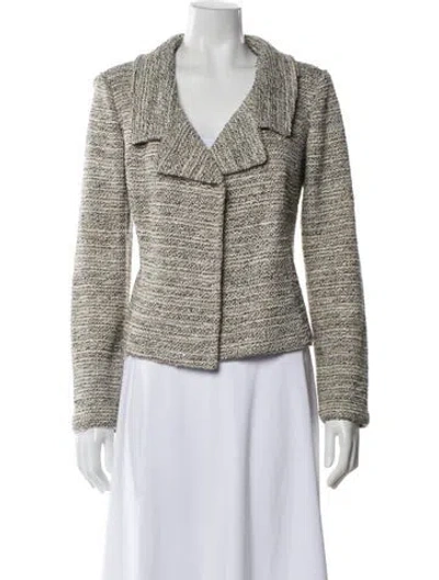 Pre-owned St John Tweed Pattern Blazer In Neutral