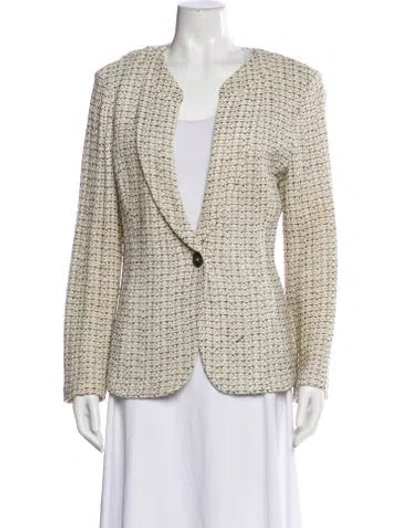 Pre-owned St John Tweed Pattern Blazer In Neutral