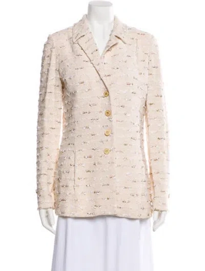 Pre-owned St John Tweed Pattern Blazer In Neutral
