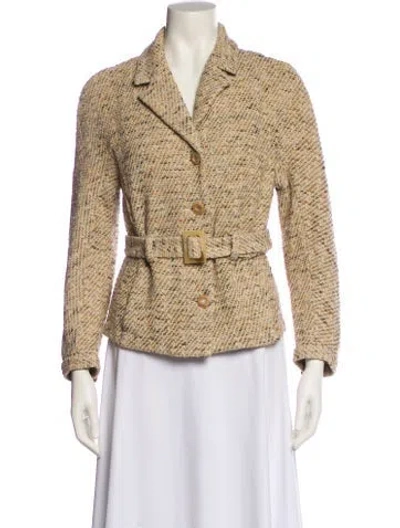 Pre-owned St John Tweed Pattern Blazer In Neutral