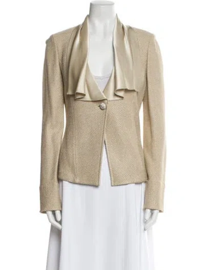 Pre-owned St John Tweed Pattern Blazer In Neutral
