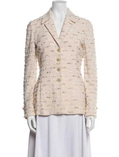 Pre-owned St John Tweed Pattern Blazer In Neutral