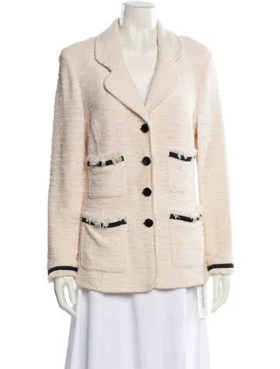 Pre-owned St John Tweed Pattern Blazer In Neutral