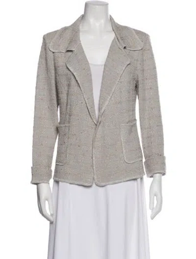 Pre-owned St John Tweed Pattern Blazer In Neutral