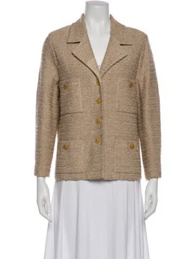 Pre-owned St John Tweed Pattern Blazer In Neutral