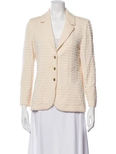 Pre-owned St John Tweed Pattern Blazer In Neutral