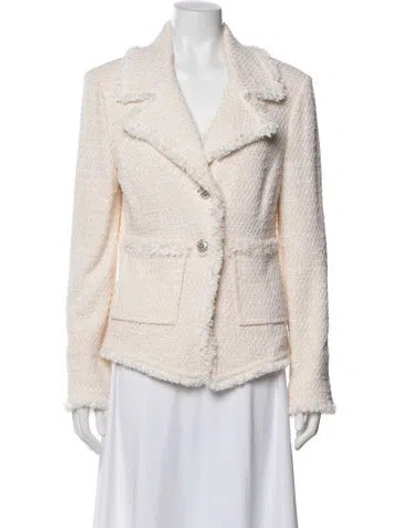 Pre-owned St John Tweed Pattern Blazer In Neutral