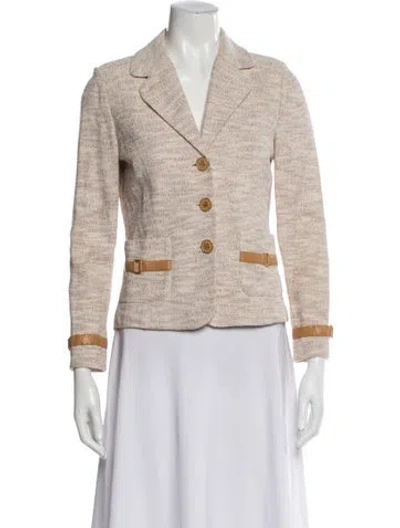 Pre-owned St John Tweed Pattern Blazer In Neutral