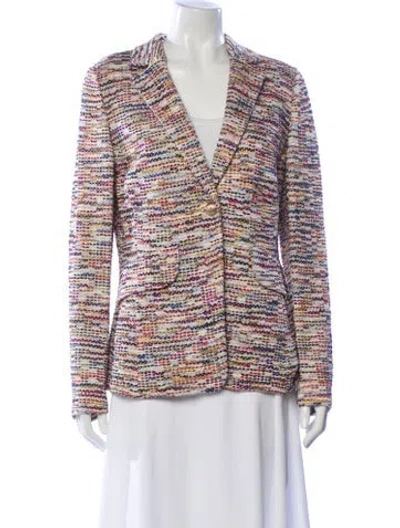Pre-owned St John Tweed Pattern Blazer In Neutral