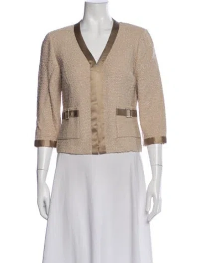 Pre-owned St John Tweed Pattern Blazer In Neutral