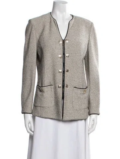 Pre-owned St John Tweed Pattern Blazer In Neutral