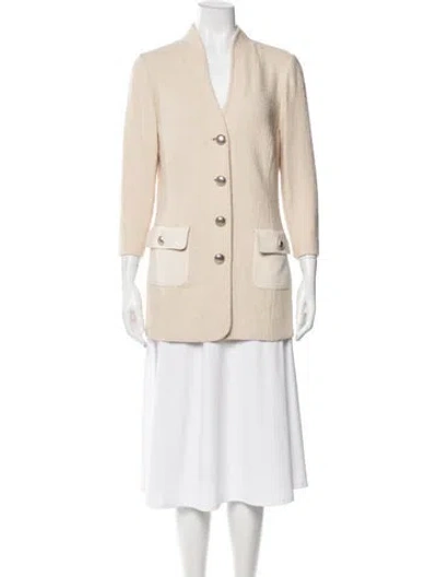 Pre-owned St John Tweed Pattern Blazer In Neutral