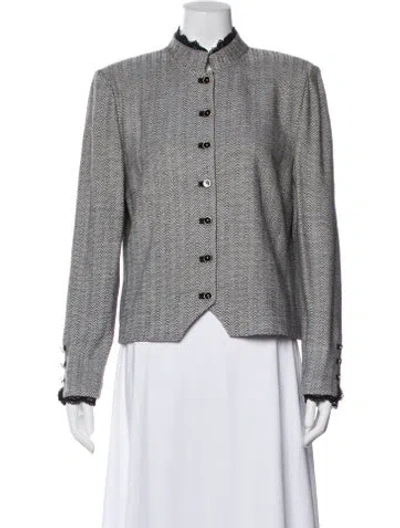 Pre-owned St John Tweed Pattern Blazer In Neutral