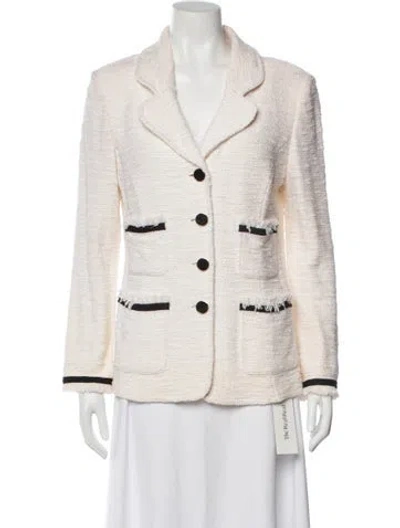 Pre-owned St John Tweed Pattern Blazer In Neutral