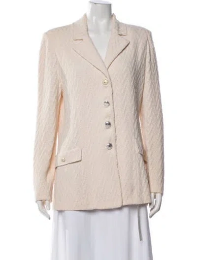 Pre-owned St John Tweed Pattern Blazer In Neutral