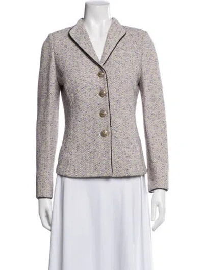 Pre-owned St John Tweed Pattern Blazer In Neutral