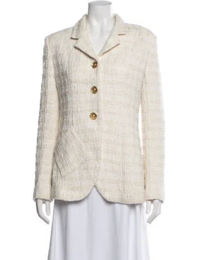 Pre-owned St John Tweed Pattern Blazer In Neutral