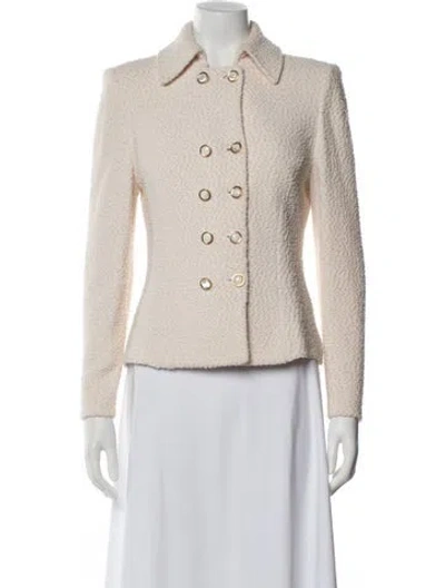 Pre-owned St John Tweed Pattern Blazer In Neutral