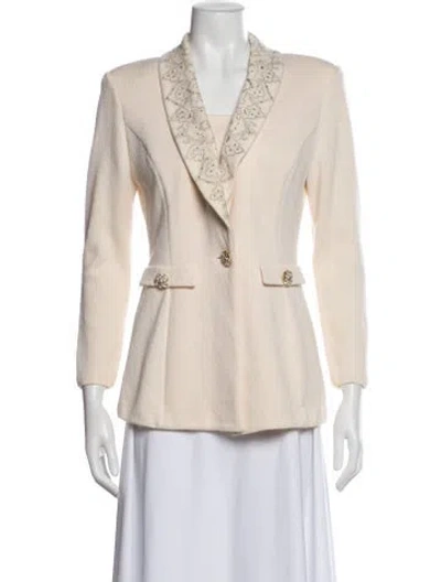 Pre-owned St John Tweed Pattern Blazer In Neutral