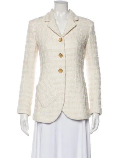 Pre-owned St John Tweed Pattern Blazer In Neutral