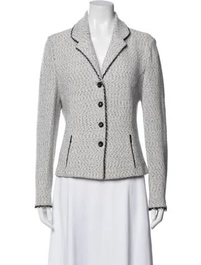 Pre-owned St John Tweed Pattern Blazer In Neutral