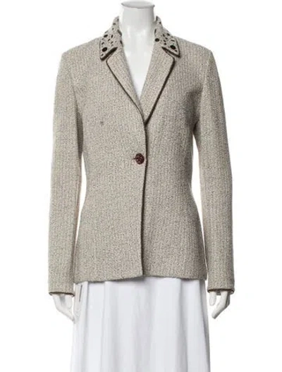 Pre-owned St John Tweed Pattern Blazer In Neutrals