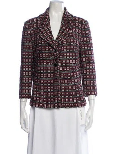 Pre-owned St John Tweed Pattern Blazer In Neutrals