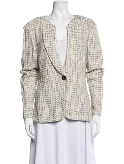 Pre-owned St John Tweed Pattern Blazer In Neutrals