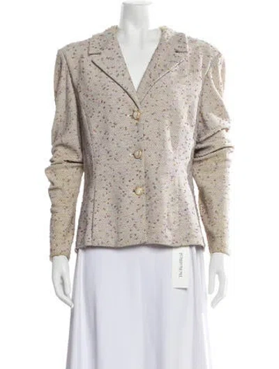 Pre-owned St John Tweed Pattern Blazer In Neutrals