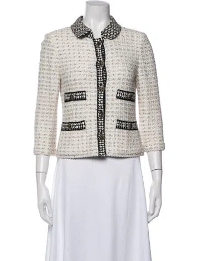 Pre-owned St John Tweed Pattern Blazer In Neutrals