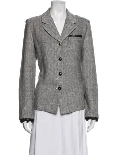 Pre-owned St John Tweed Pattern Blazer In Neutrals