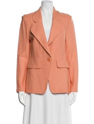 Pre-owned St John Tweed Pattern Blazer In Orange