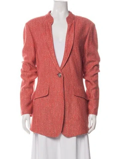 Pre-owned St John Tweed Pattern Blazer In Orange