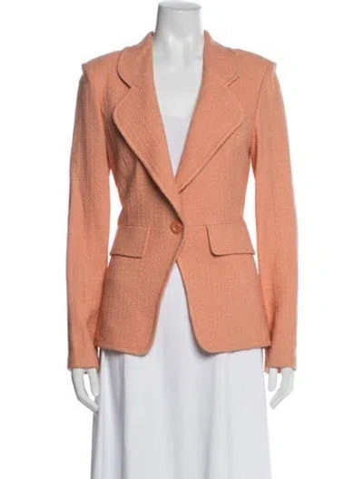 Pre-owned St John Tweed Pattern Blazer In Orange