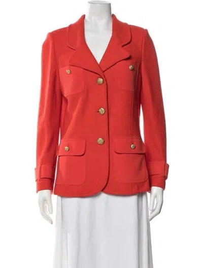 Pre-owned St John Tweed Pattern Blazer In Orange