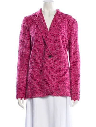 Pre-owned St John Tweed Pattern Blazer In Pink