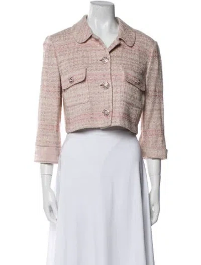 Pre-owned St John Tweed Pattern Blazer In Pink