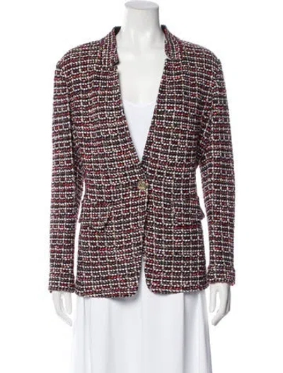 Pre-owned St John Tweed Pattern Blazer In Pink