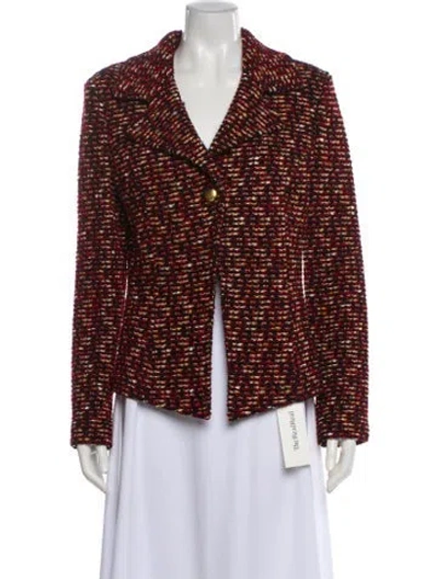 Pre-owned St John Tweed Pattern Blazer In Pink