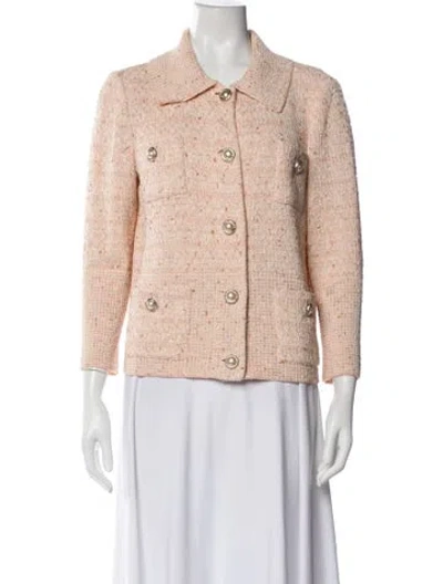 Pre-owned St John Tweed Pattern Blazer In Pink
