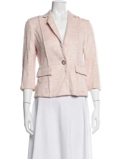 Pre-owned St John Tweed Pattern Blazer In Pink