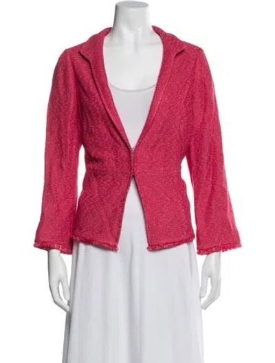 Pre-owned St John Tweed Pattern Blazer In Pink