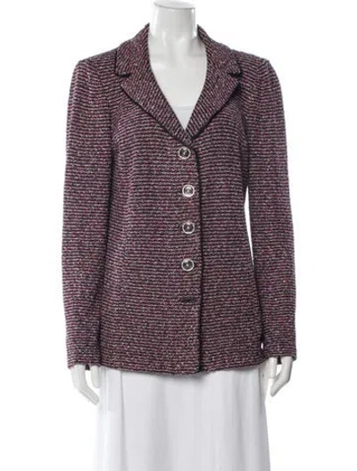 Pre-owned St John Tweed Pattern Blazer In Pink