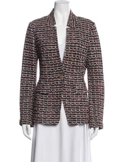 Pre-owned St John Tweed Pattern Blazer In Pink