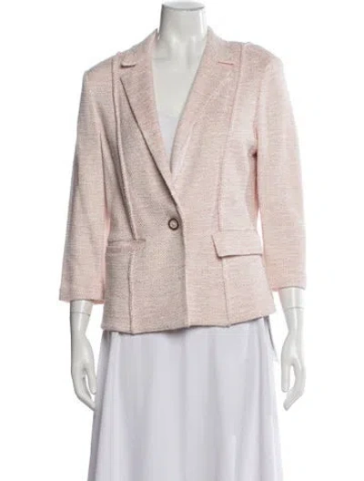 Pre-owned St John Tweed Pattern Blazer In Pink
