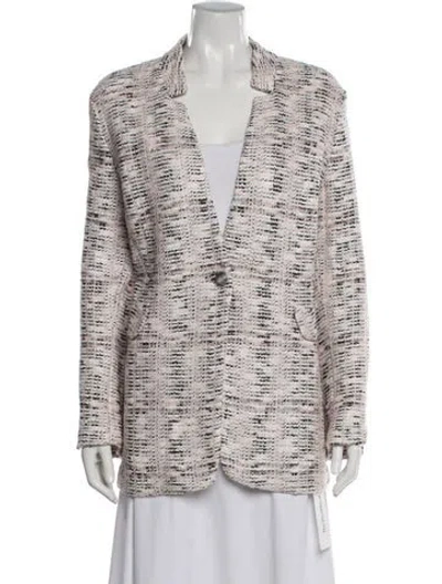 Pre-owned St John Tweed Pattern Blazer In Pink