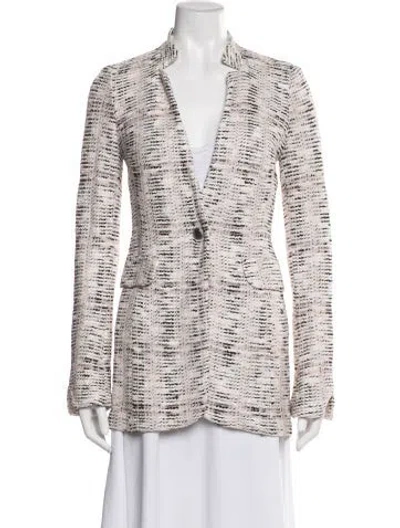 Pre-owned St John Tweed Pattern Blazer In Pink